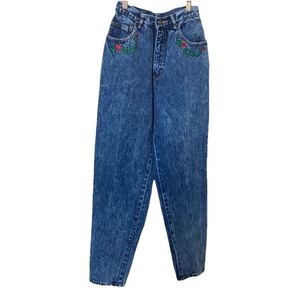 Lee Cooper Denim - Vintage Lee Cooper Jeans Womens Floral Embroidered High Rise Acid Wash 90s